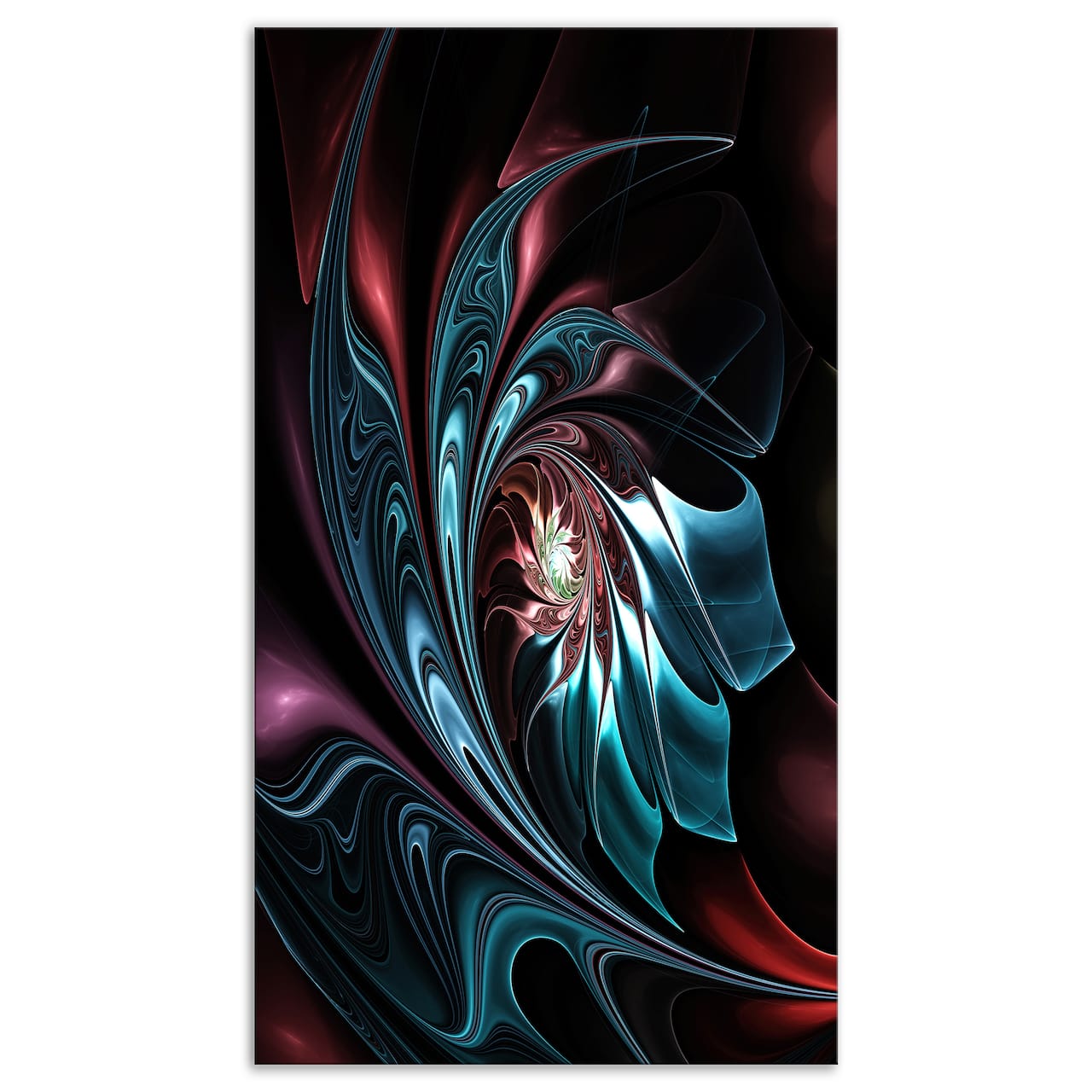 Designart - Blue Abstract Floral Shapes - Large Floral Wall Art Canvas